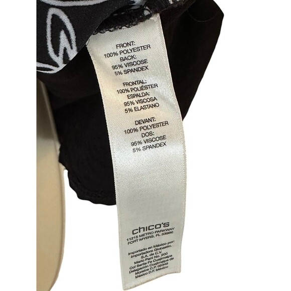 Chico's Women's Ariel Mirrored Paisley Top w/ Crochet Hem Size 1 (M 8/10) Black - Picture 6 of 8